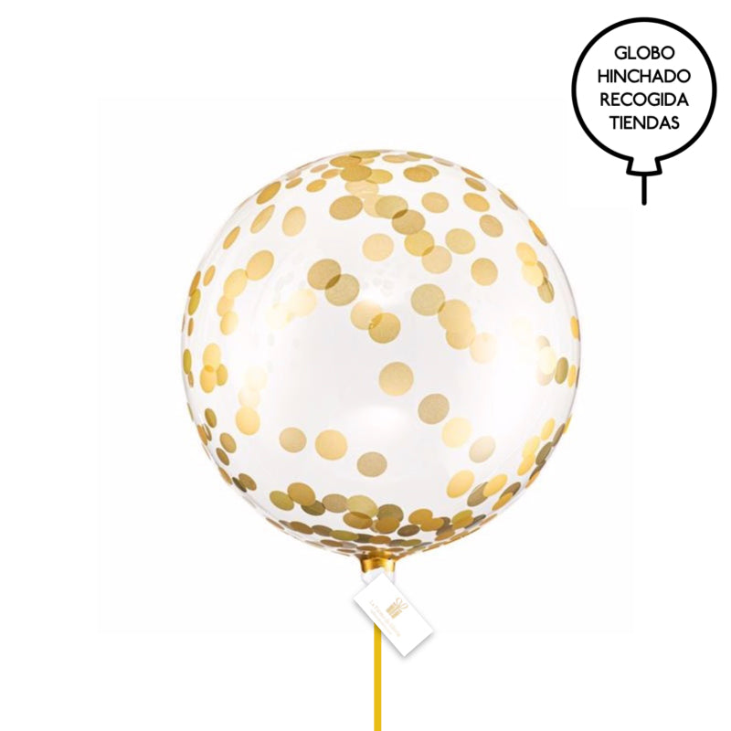 Globo Bubble Confetti impreso dorado