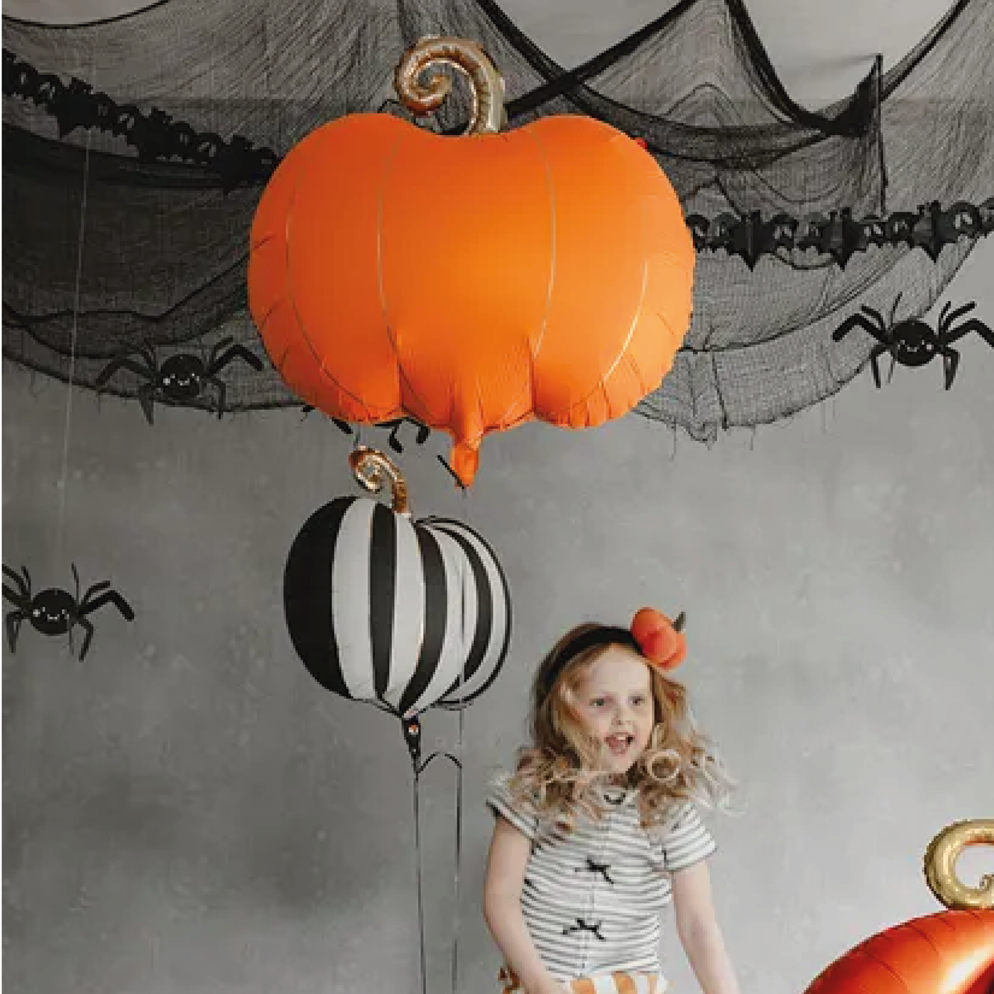 Globo foil calabaza stripes halloween