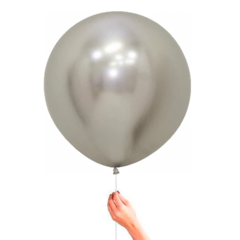 XL silver latex balloon Reflex