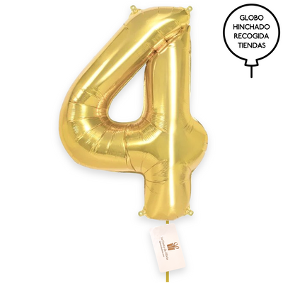 Balões de números dourados insuflados com hélio XL <br>(apenas Barcelona e Madrid)