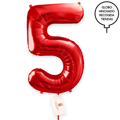 Red number balloons inflated with XL helium