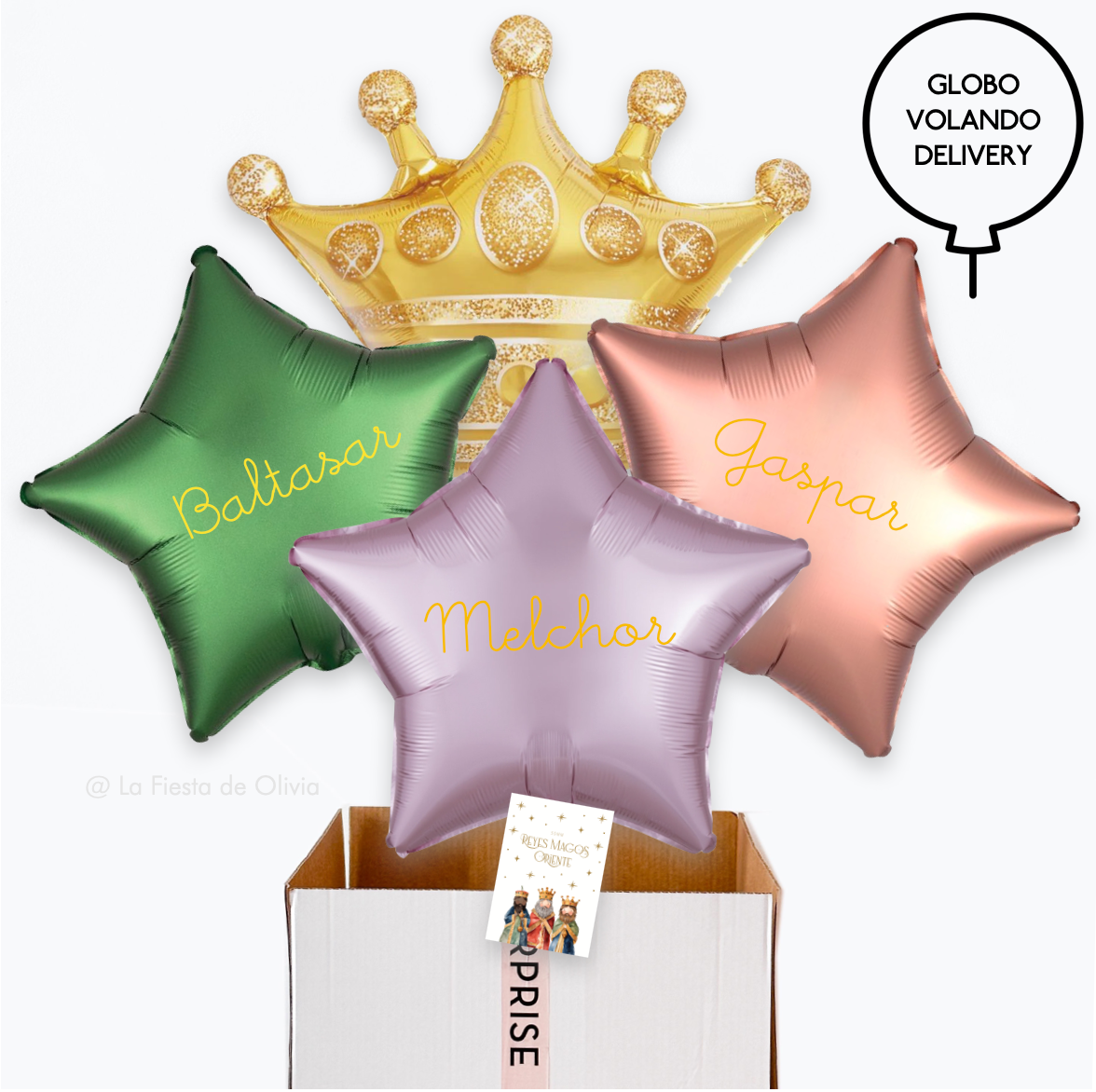 Bouquet corona y trio estrella Petit globos hinchados