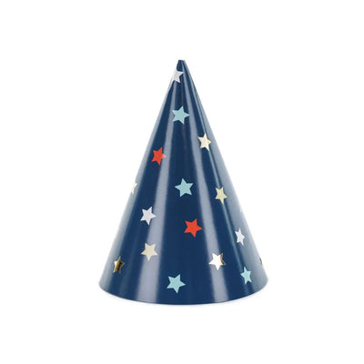 Chapéu de festa estrela multicolorido / 6 unid.