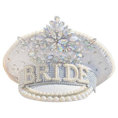 Chapéu de noiva com pérolas e glitter