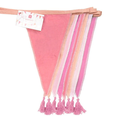 Pink mix fabric pennant garland