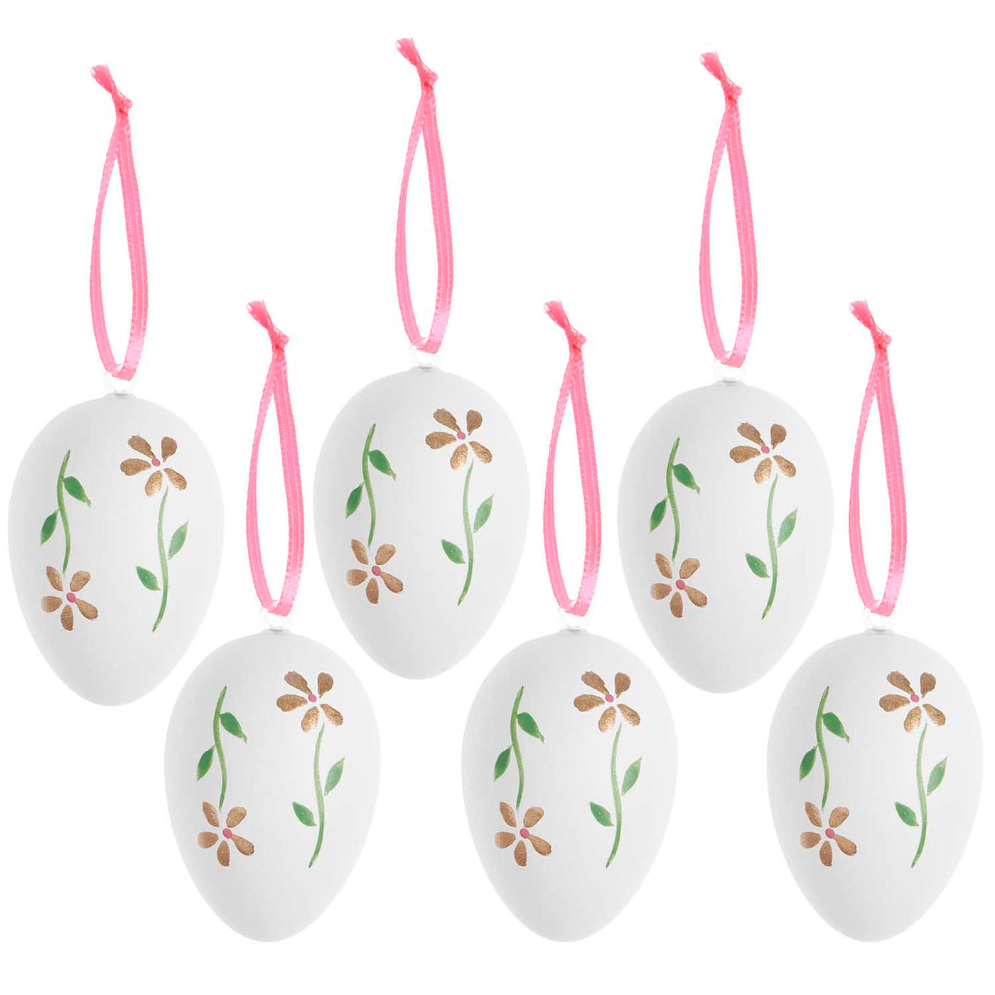 Easter decorated eggs golden flowers / 6 pcs.