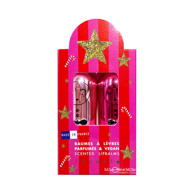 Set de 2 bálsamos labiales Rojo y Fucsia
