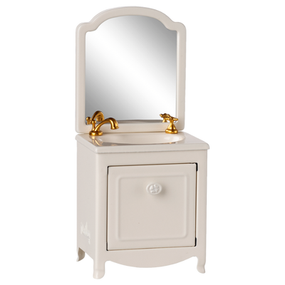 Lavabo aparador blanco con espejo Mouse en miniatura Maileg
