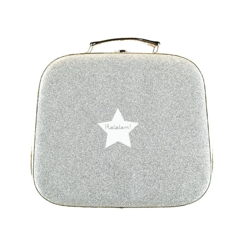 Silver glitter suitcase