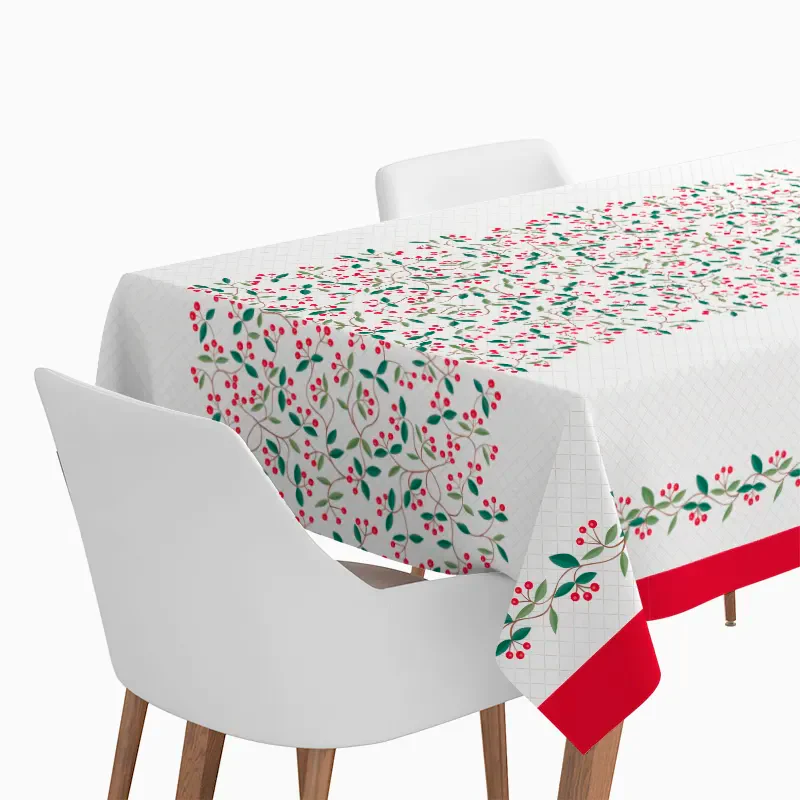 Waterproof Paper Tablecloth Christmas Holly