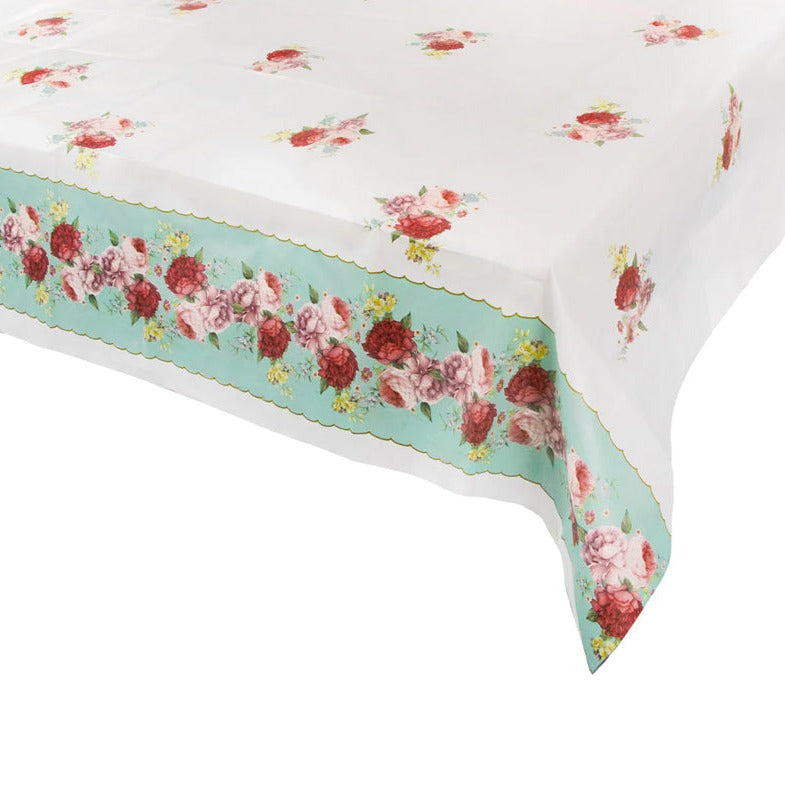 Turquoise flower paper tablecloth Truly Scrumptious
