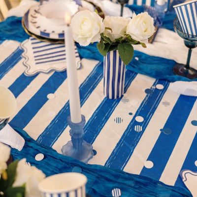 Mantel tela raya azul
