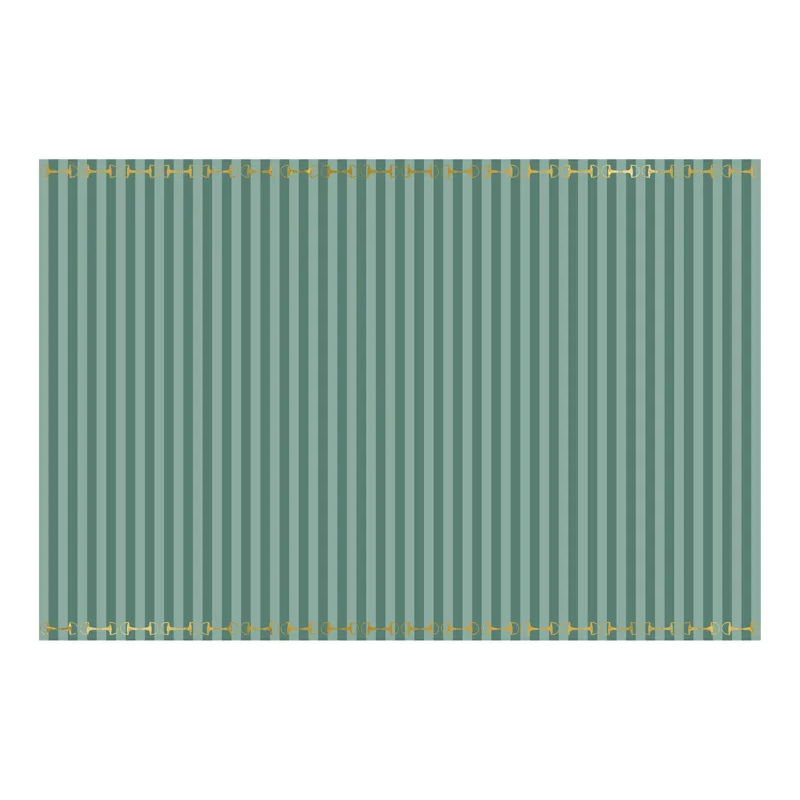 Green striped paper tablecloth