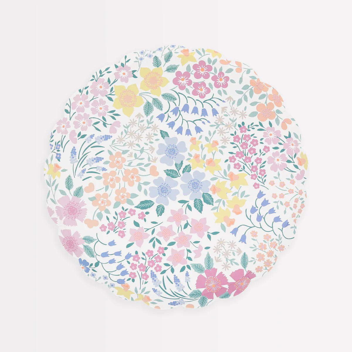 Platos estampados flores pastel / 8 uds.