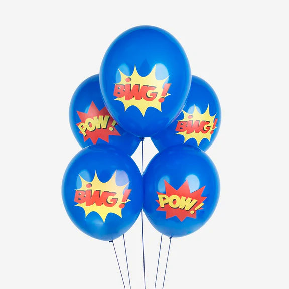 ECO blue superhero balloons / 5 pcs.