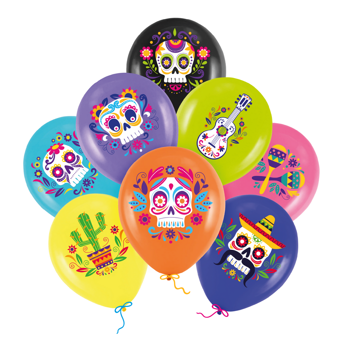 Mix globos ECO Día de muertos / 8 uds.