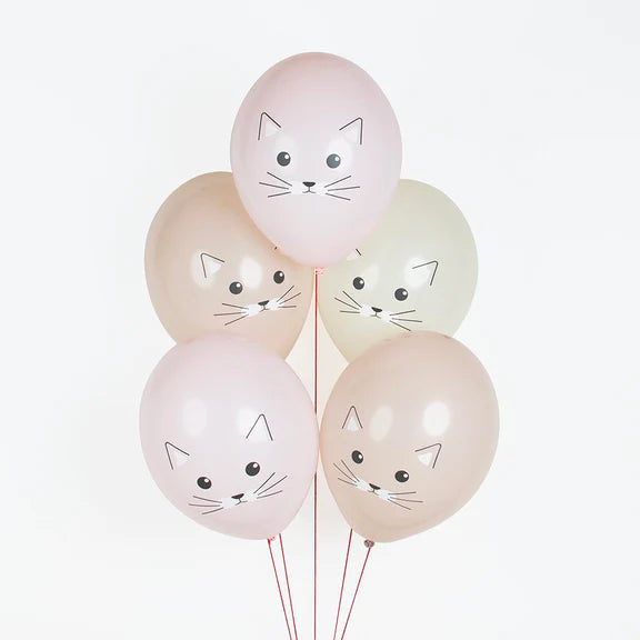 Balões gatinhos ecológicos / 5 unid.
