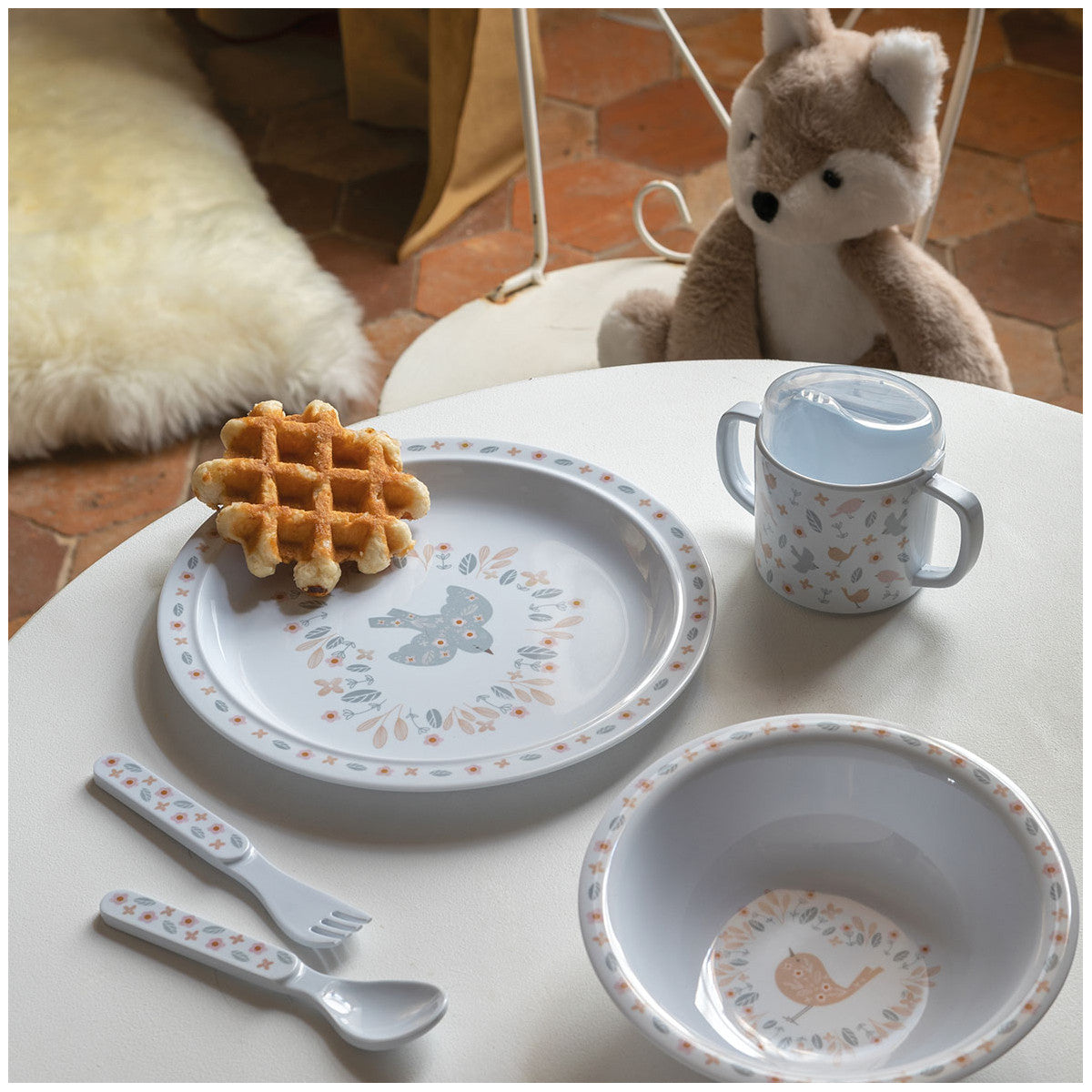 Birds Melamine Dinnerware Set