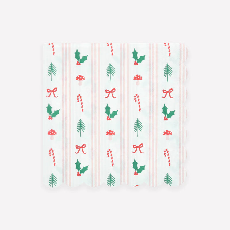 Servilletas motivos Navideños y rayas / 16 uds.