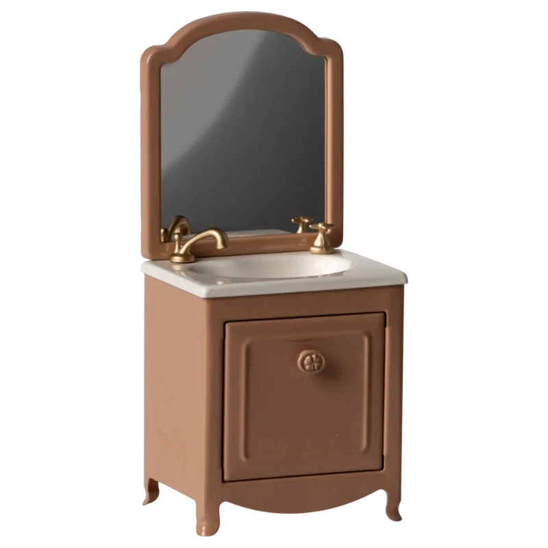 Maileg Miniature Mouse Brown Washbasin Cabinet with Mirror