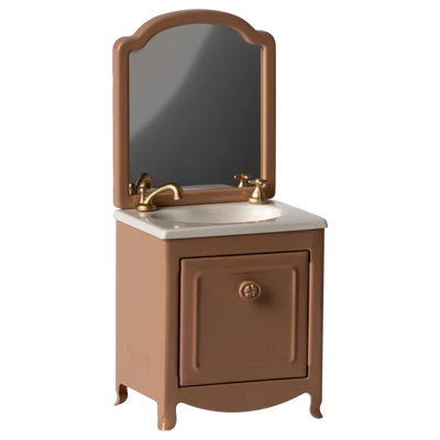 Maileg Miniature Mouse Brown Washbasin Cabinet with Mirror