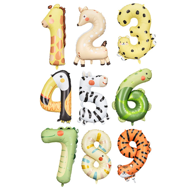 Animal number balloons inflated with helium XL