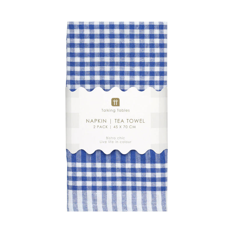 Paño de cocina cuadros Vichy azules / 2 uds.