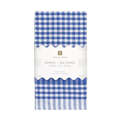 Paño de cocina cuadros Vichy azules / 2 uds.