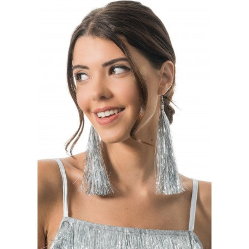 Pendientes flecos plateados