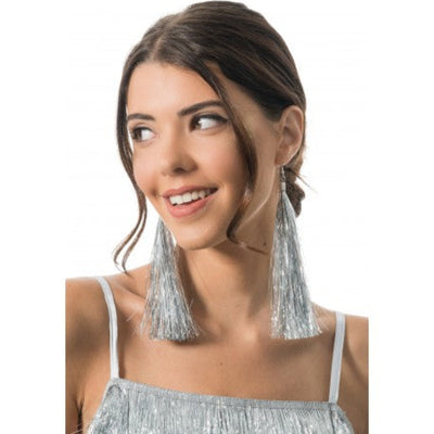 Pendientes flecos plateados