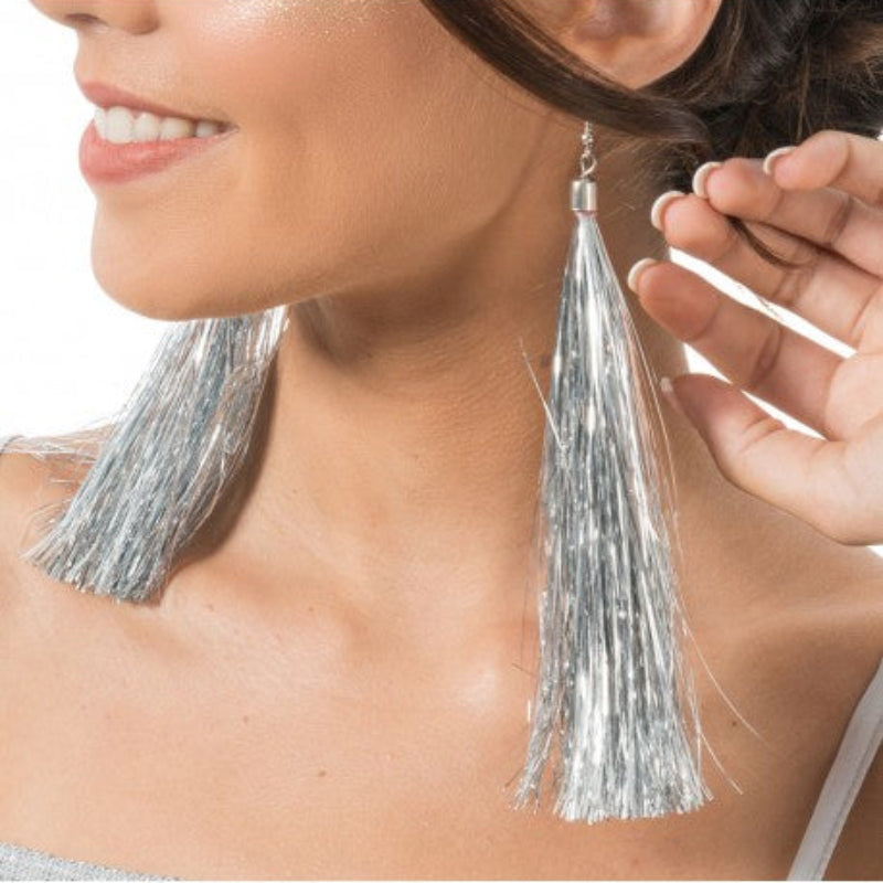 Pendientes flecos plateados