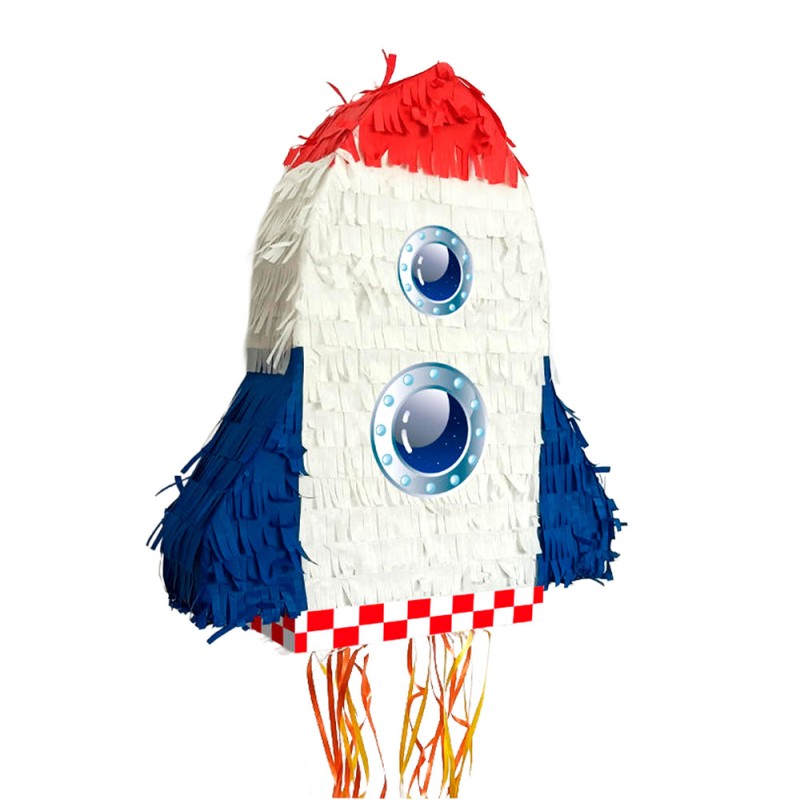 Handmade blue rocket piñata – La Fiesta de Olivia
