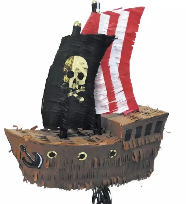 Piñata barco pirata calavera oro
