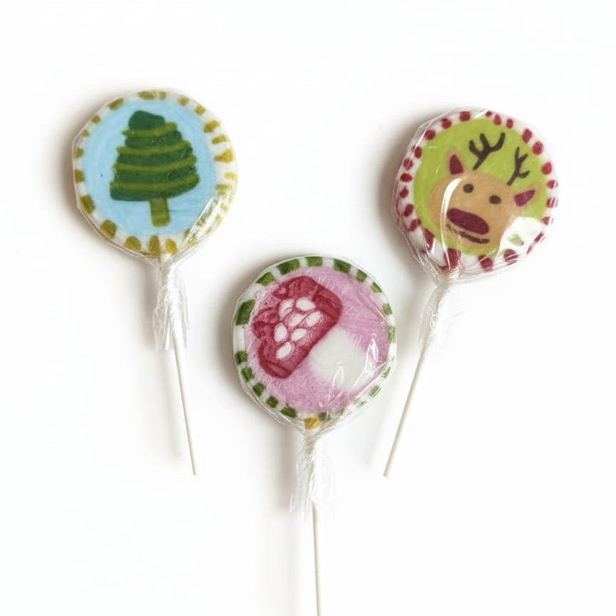 Chupa-chupas de Natal com magia de inverno