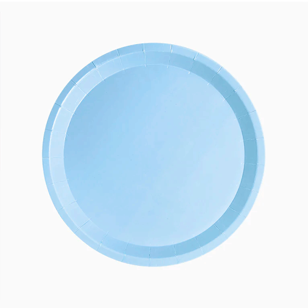 Plato biodegradable azul pastel basic / 10 uds.