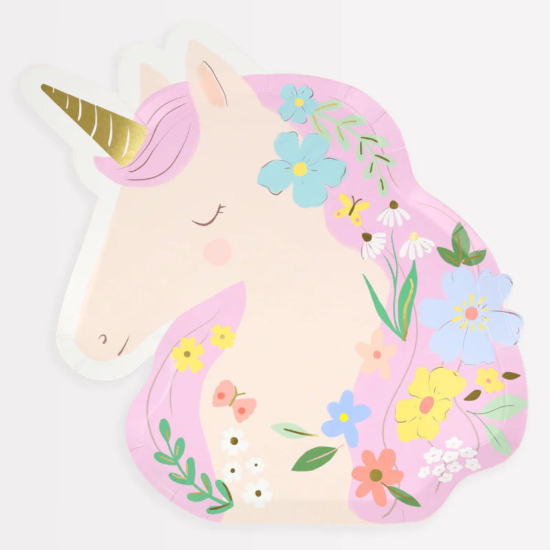 Platos forma de unicornio en primavera / 8 uds.