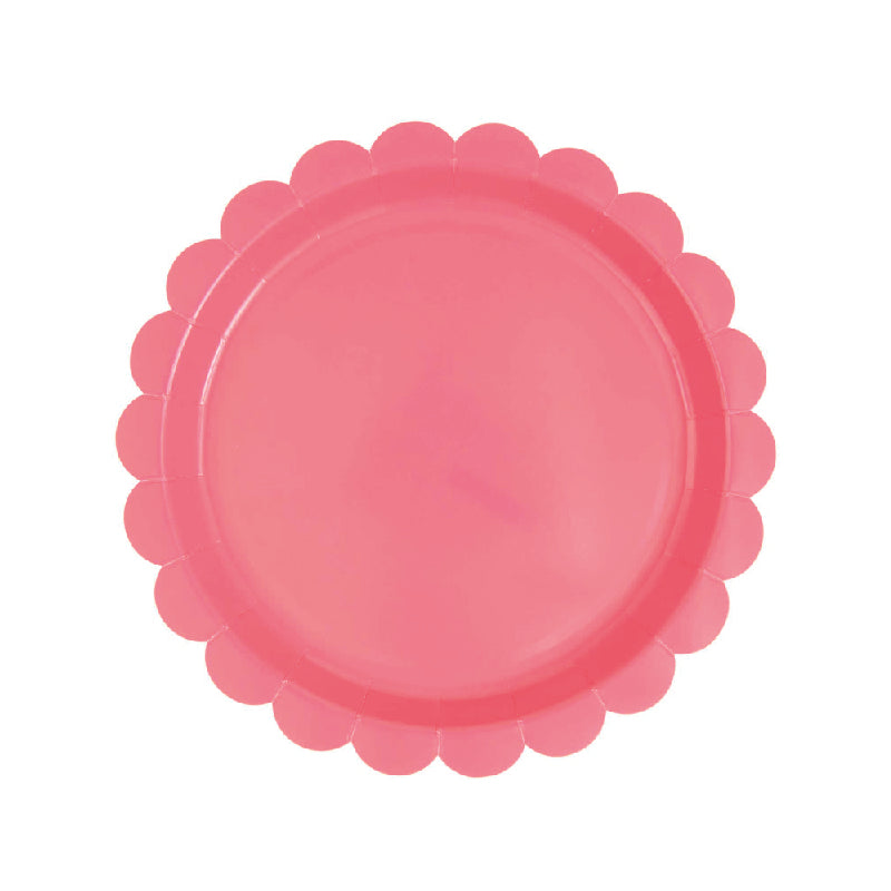 Fuchsia neon scalloped plate / 8 pcs.