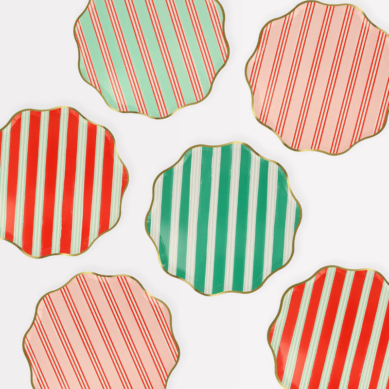 Platos Striped Christmas