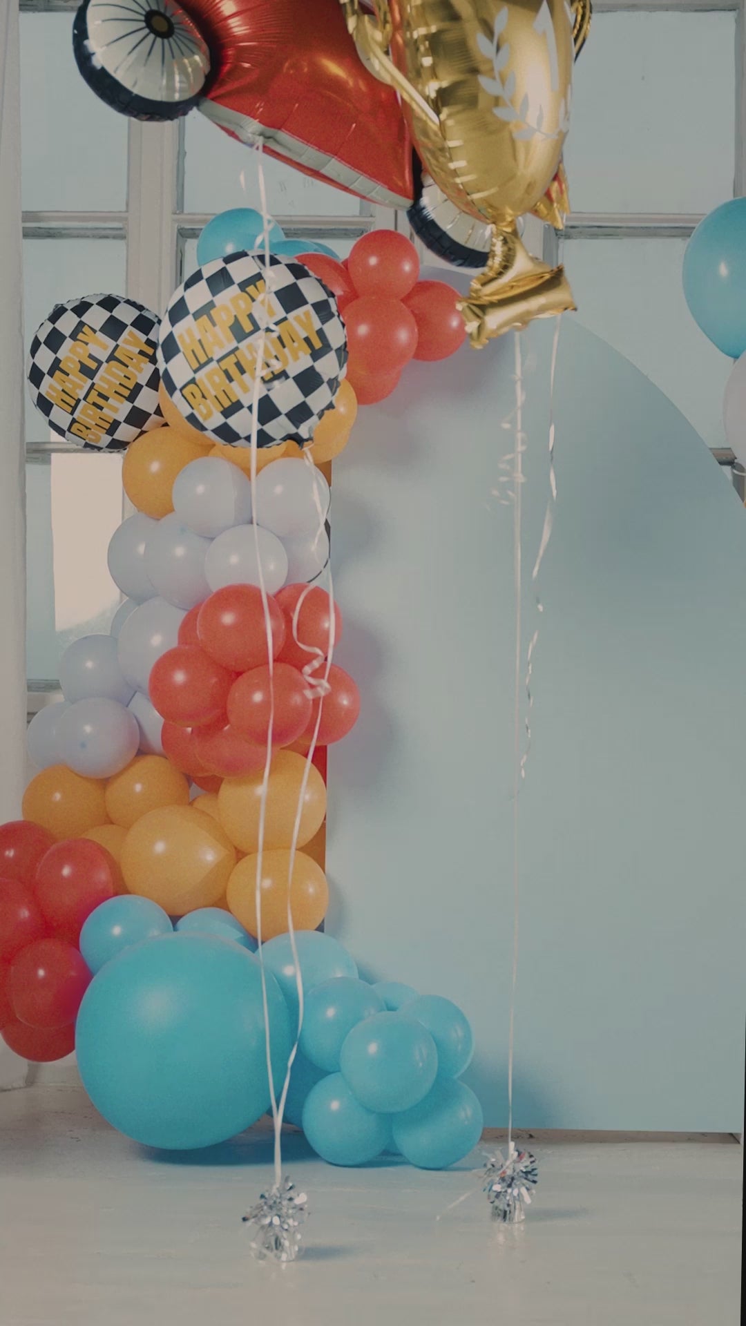 Balão alumínio de corrida de carros de feliz aniversário