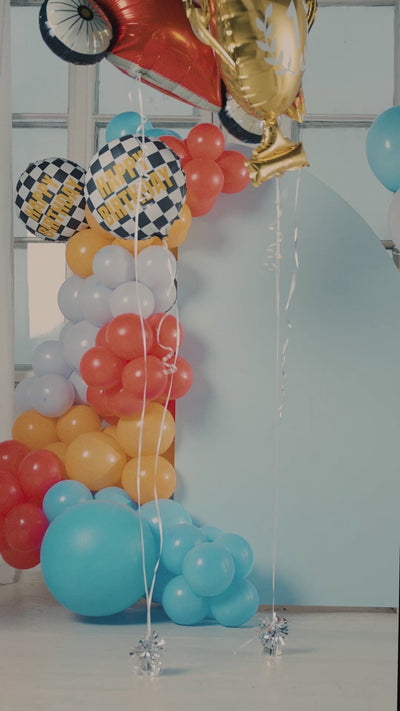 Balão alumínio de corrida de carros de feliz aniversário