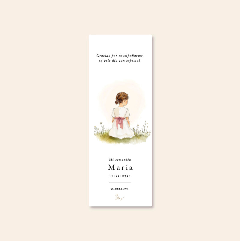 Personalized bookmark Communion Girl Pink Bow