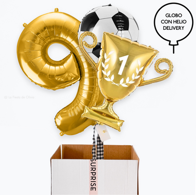 Bouquet globos hinchados cumpleaños Fútbol