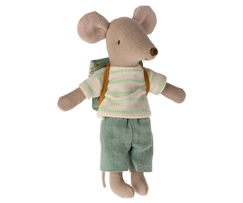 Rato triciclo Maileg Mint com mochila