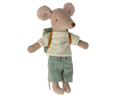 Rato triciclo Maileg Mint com mochila