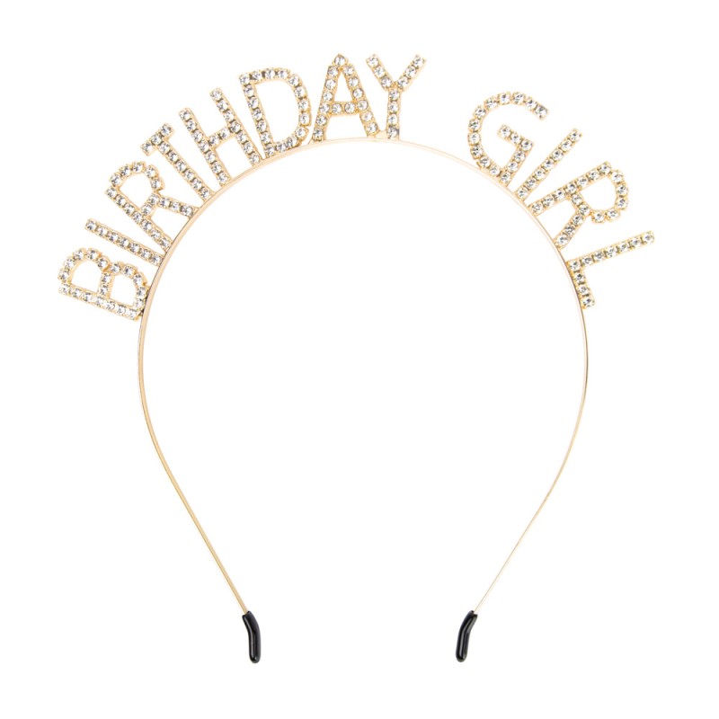 Diadema Birthday Girl dorada con brillos