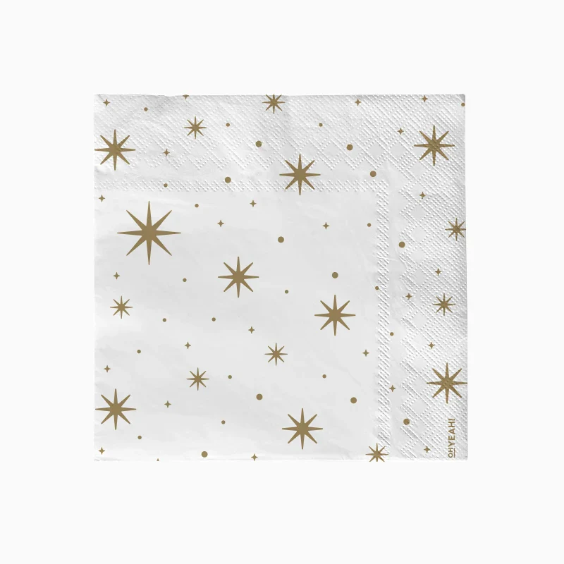 Servilletas papel estrellas doradas / 30 uds.
