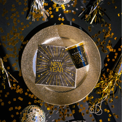 Vasos negros Happy New Year / 6 uds.