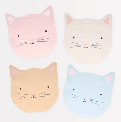 Pastel mix kitten napkins / 16 units.