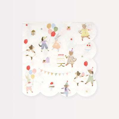 Animal Friends printed scalloped napkins / 16 pcs.