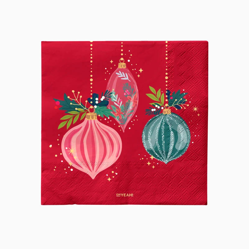 Servilletas bolas coloridas de Navidad Roja  / 30 uds.